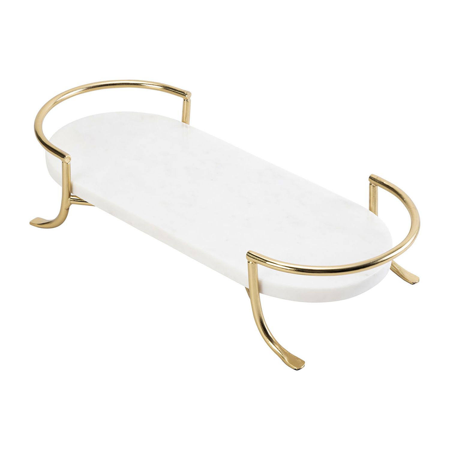 Godinger Oval White Marble Tray with Stand 51019, 028199510193