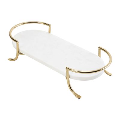 Godinger Oval White Marble Tray with Stand 51019, 028199510193