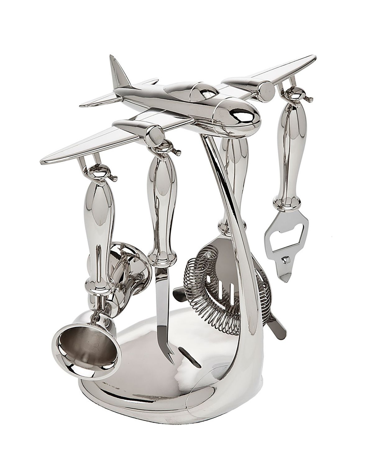 Godinger Airplane 5 Piece Bartools with Stand 97954, 028199979549