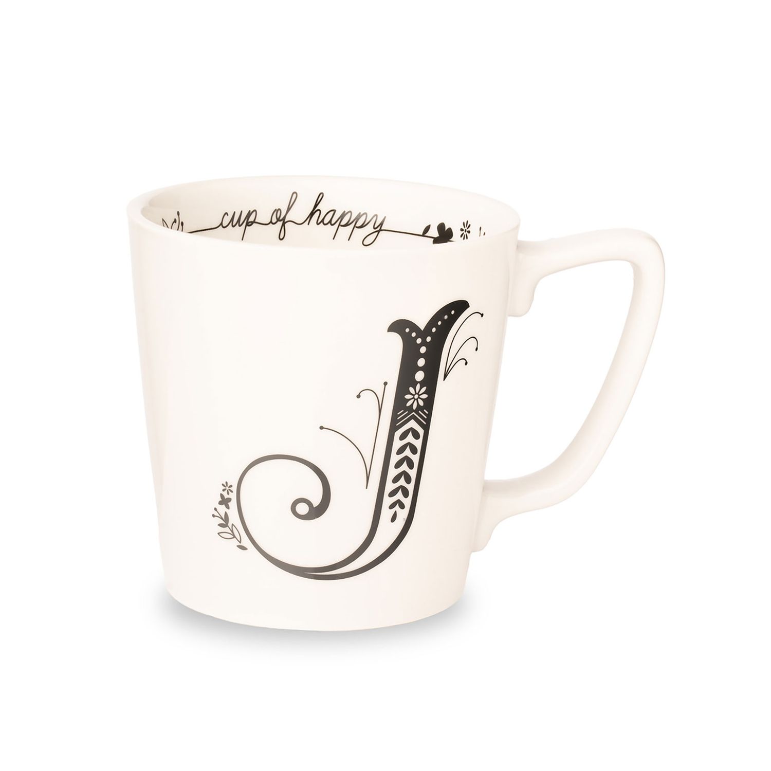 Godinger White Mug Monogram J 63947, 028199639474