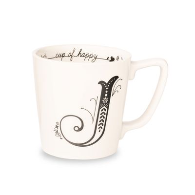 Godinger White Mug Monogram J 63947, 028199639474