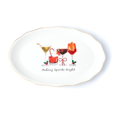 Godinger Online Holiday Cheers 14 Inch Platter 16955, 028199169551