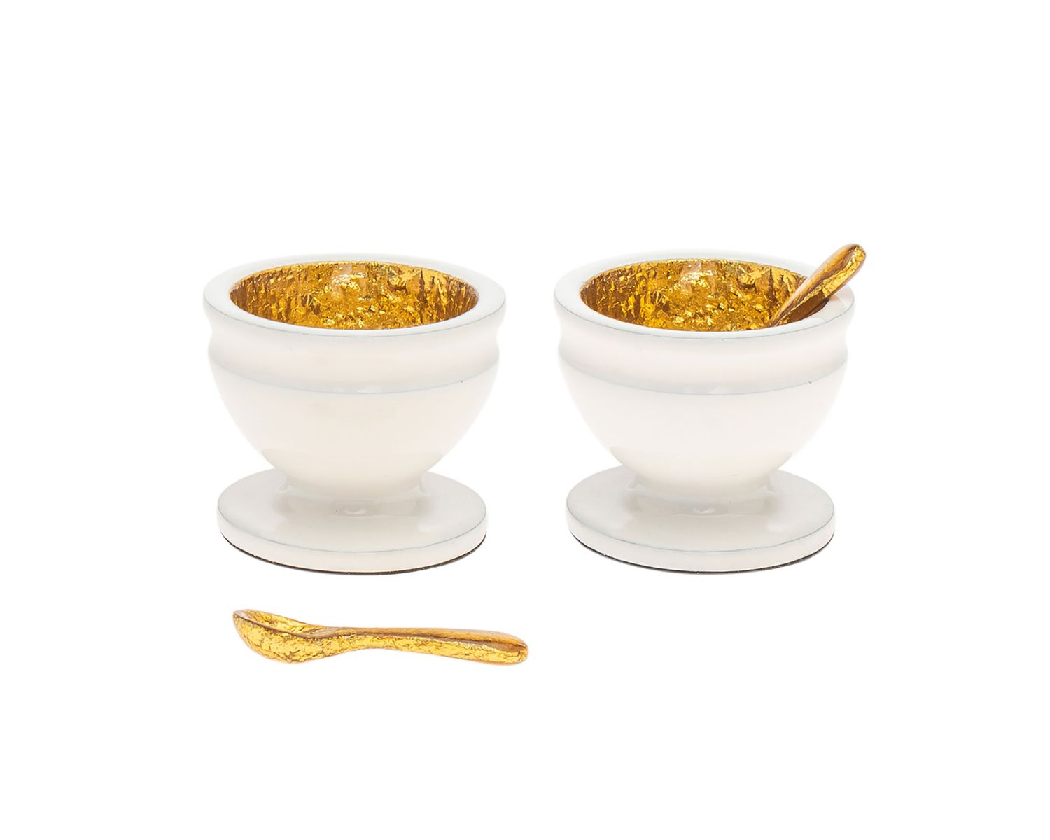 Godinger Set of 2 Gold White Spice Bowl Spoon 96675, 028199966754