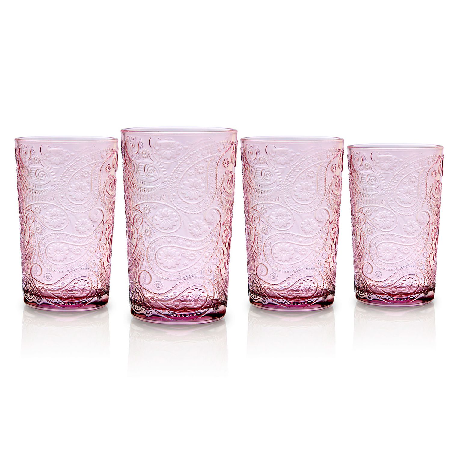 Godinger Paisley Highball Glass Set of 4 Blush 29685, 028199296851