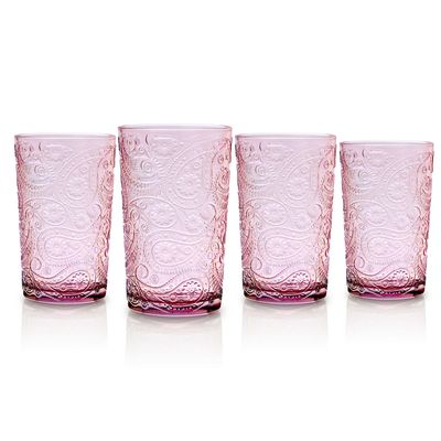 Godinger Paisley Highball Glass Set of 4 Blush 29685, 028199296851