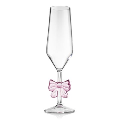 Godinger Bow Champagne Flute Acrylic Pink 16898, 028199168981