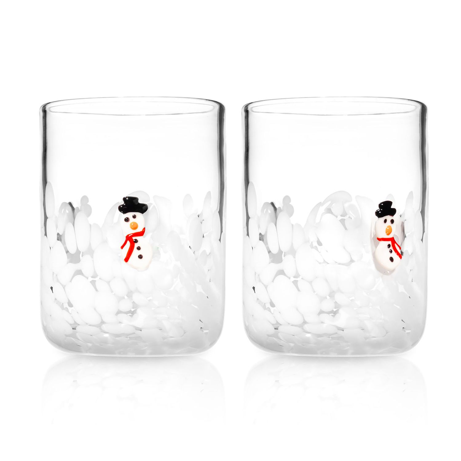 Godinger Double Old Fashioned Glass Set of 2 with Snowman Icons 29164, 028199291641