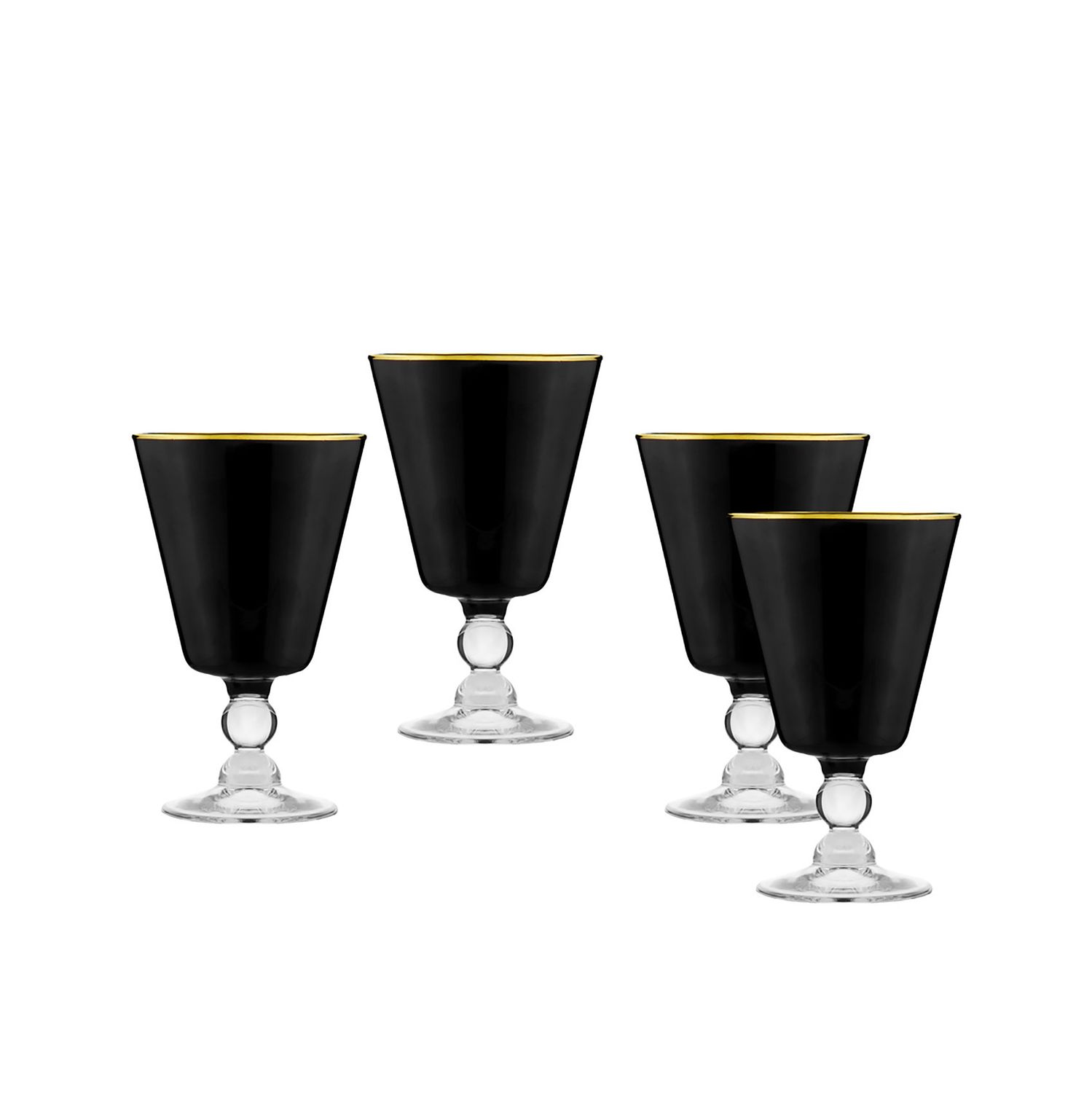 Godinger Vitolo Goblet Black/gold Set of 4 28929, 028199289297