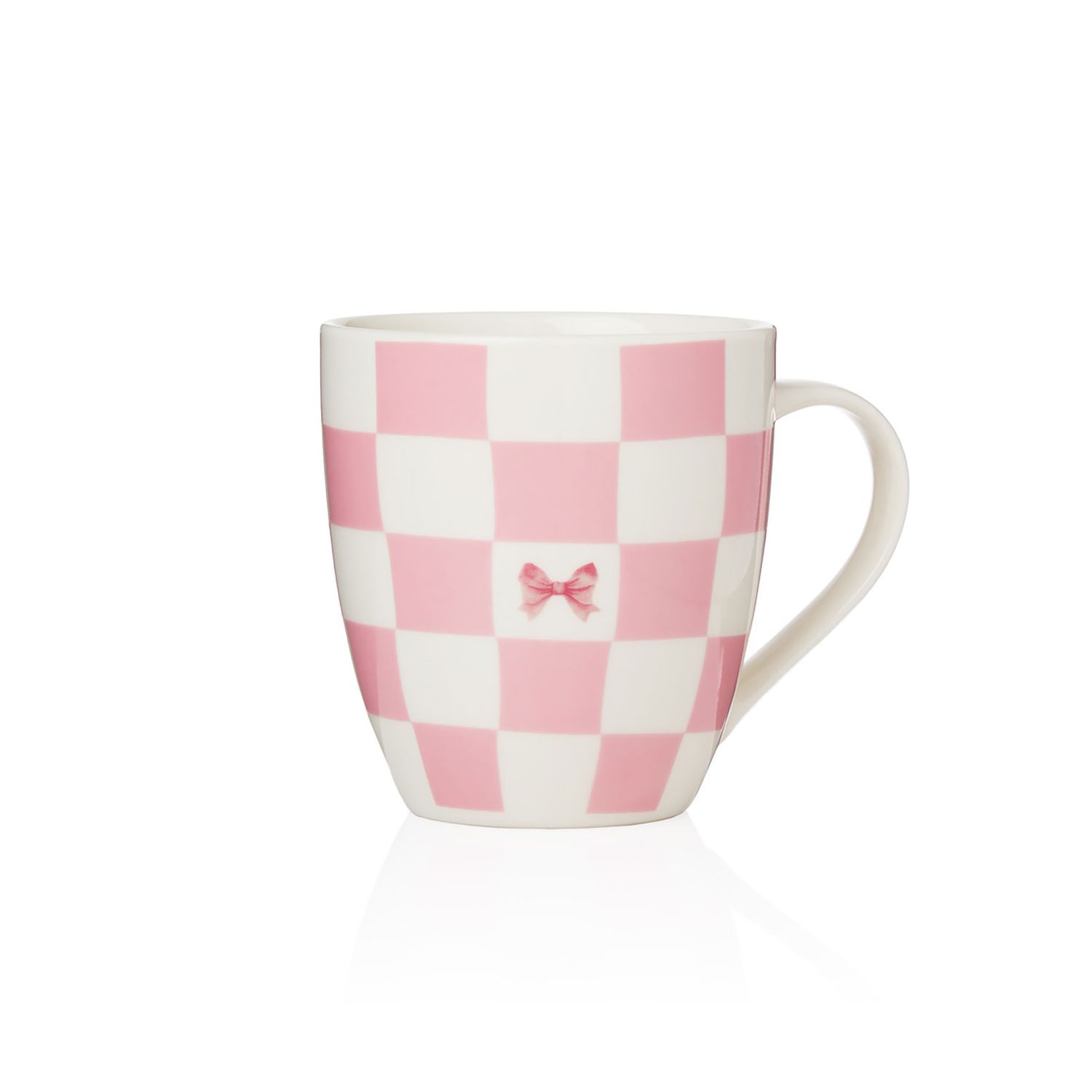 Godinger Pink Bow/checker Coffee Mug 16801, 028199168011