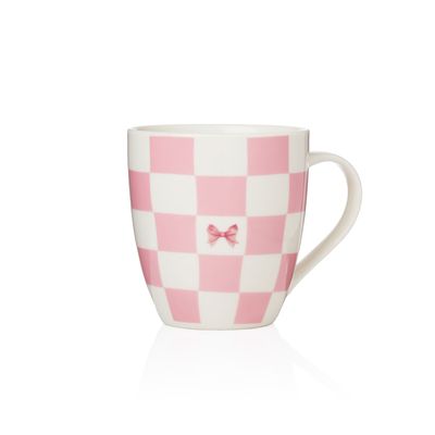Godinger Pink Bow/checker Coffee Mug 16801, 028199168011