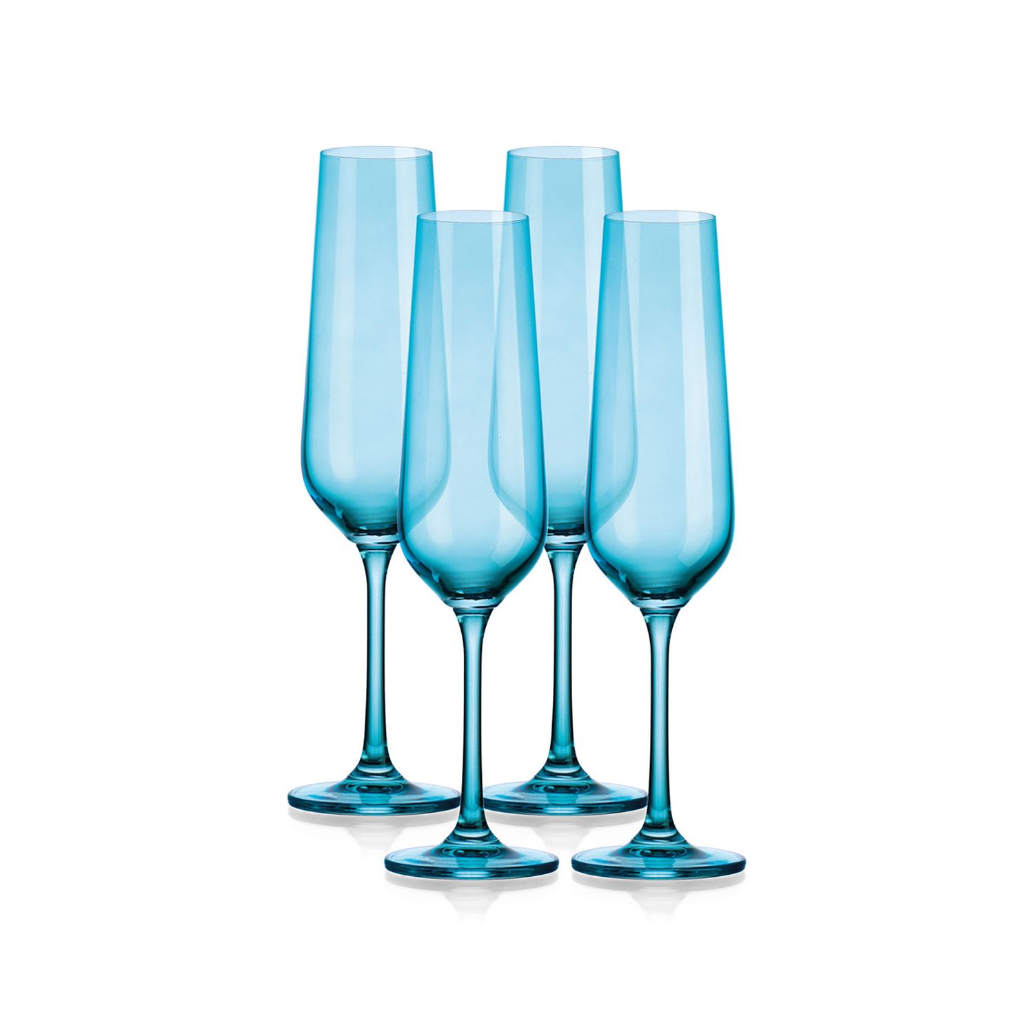 Godinger Sheer Flute Set of 4 Blue 7 oz 28008, 028199280089