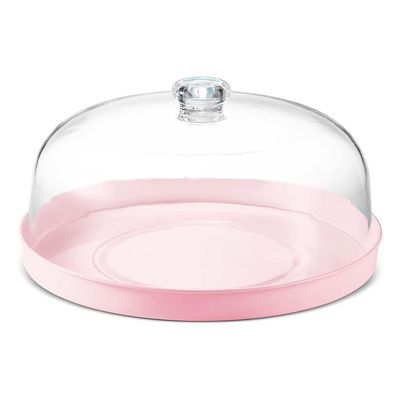 Godinger Nx Acylic Bowl with Tray Pink 12435, 028199124352