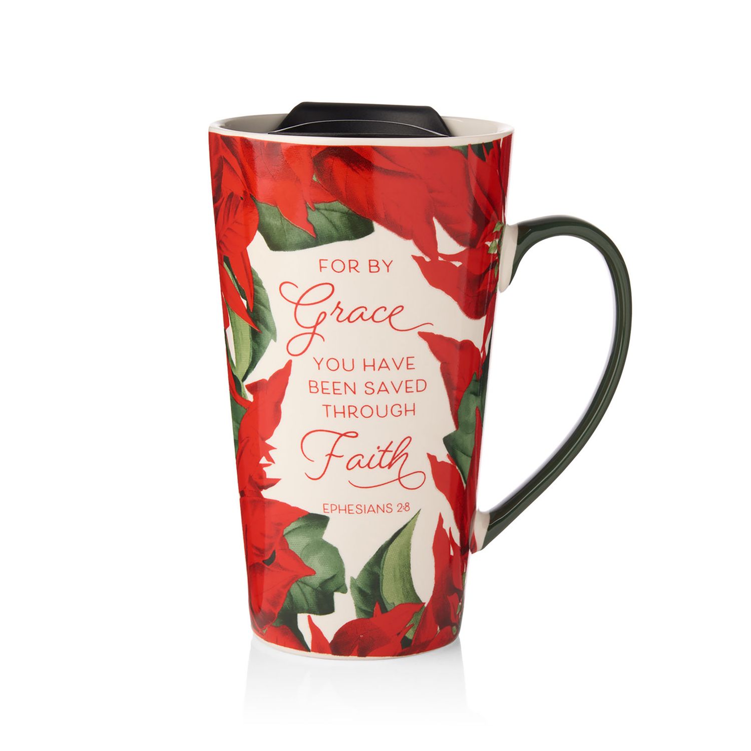 Godinger Poinsetta Grace Mug with Lid 14731, 028199147313