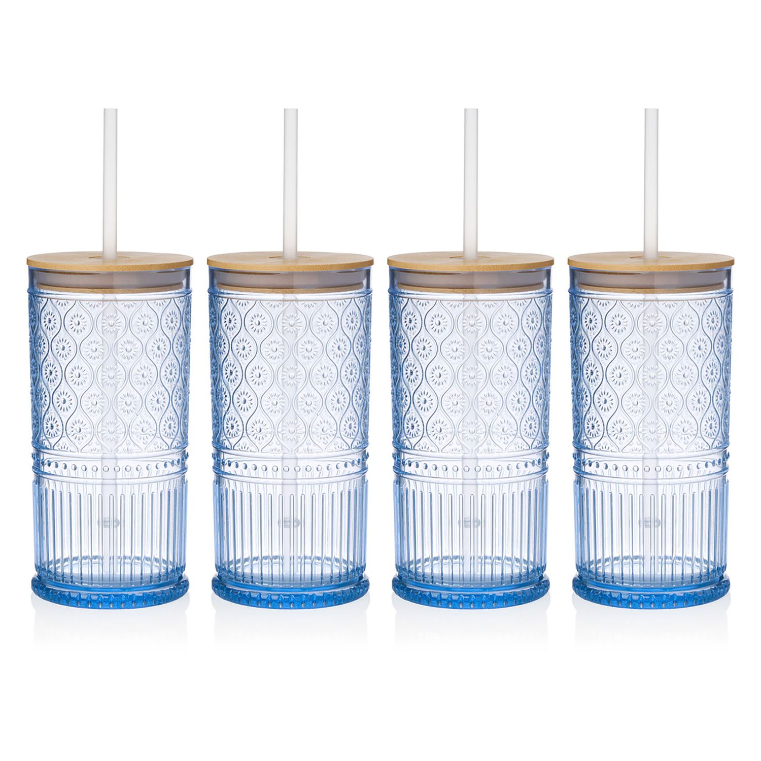 Godinger Set of 4 Claro Acrylic with Lid Blue 66204, 028199662045