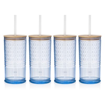 Godinger Set of 4 Claro Acrylic with Lid Blue 66204, 028199662045
