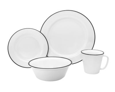 Godinger Bistro Black Band 16 Piece Porcelain 70415, 028199704158