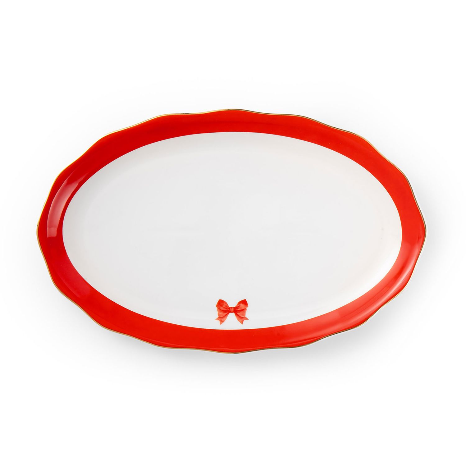 Godinger 14 Inch Red Bow Platter 16847, 028199168479