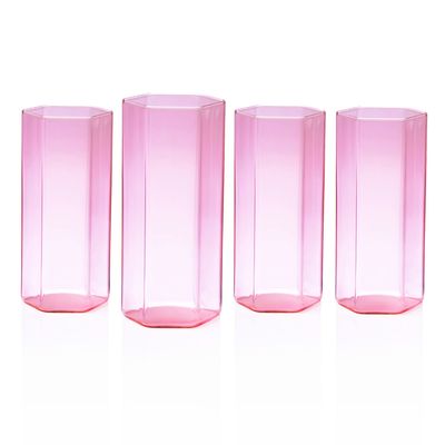 Godinger Helix Pink Set of 4 Highball Glass 28263, 028199282632