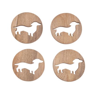 Godinger Set of 4 Dachsund Coasters 52984, 028199529843