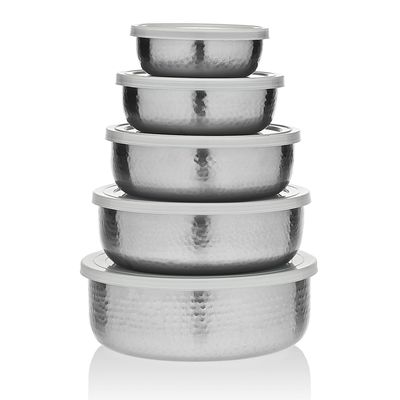 Godinger Steel Bowls and Lids Set of 5 91723, 028199917237