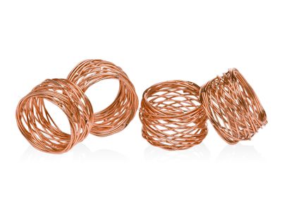 Godinger Set of 4 Copper Round Mesh Napkin Ring 94256