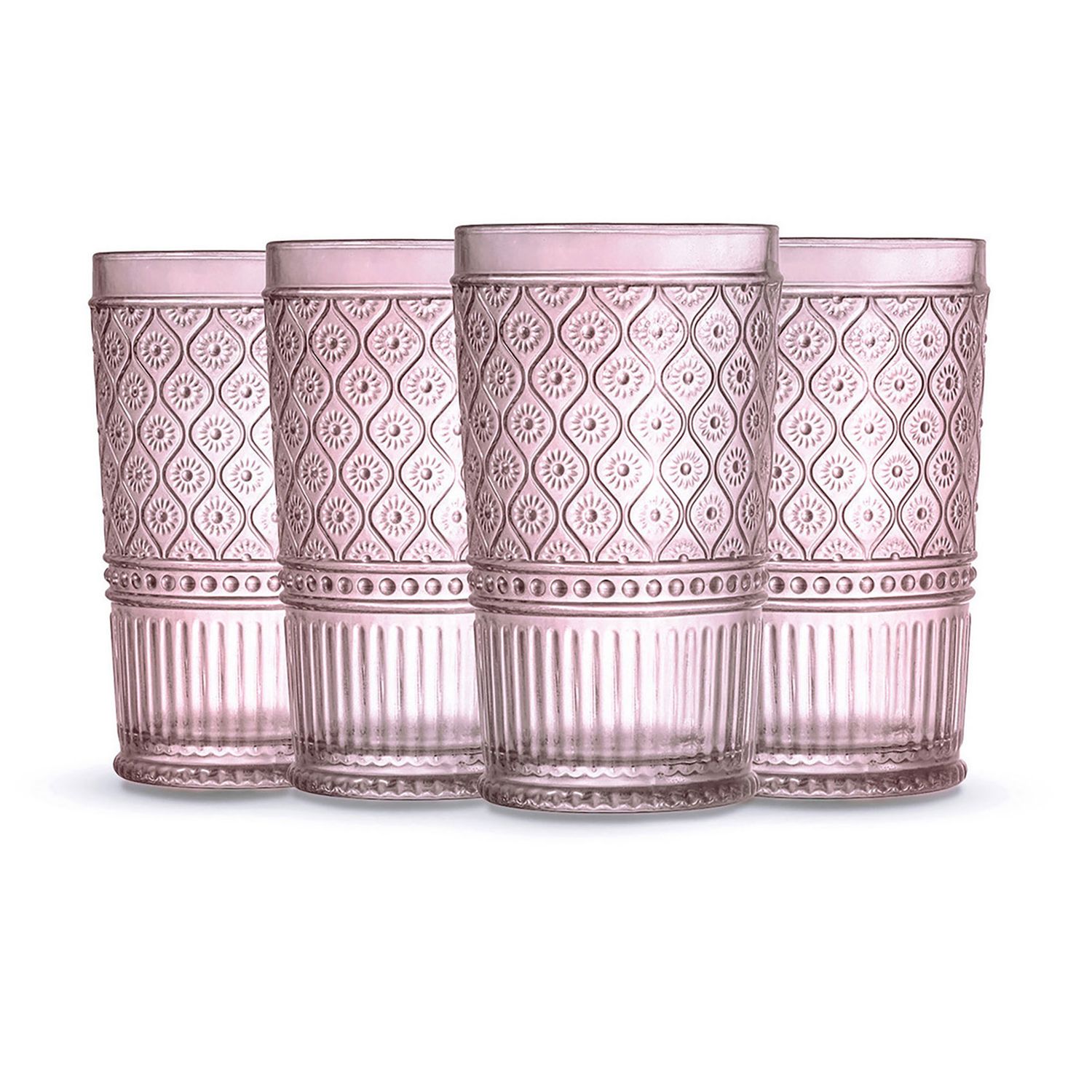 Godinger Claro Highball Glass Set of 4 Pink 27021, 028199270219