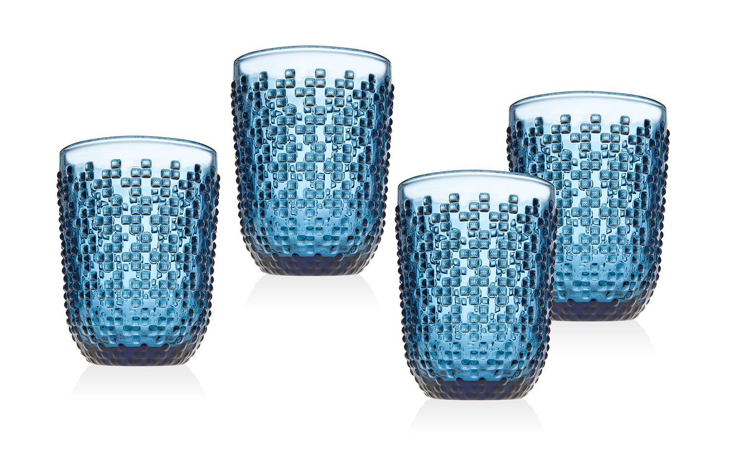 Godinger Alba Blue Set Four Double Old Fashioned Glasses 8.5 oz 44685