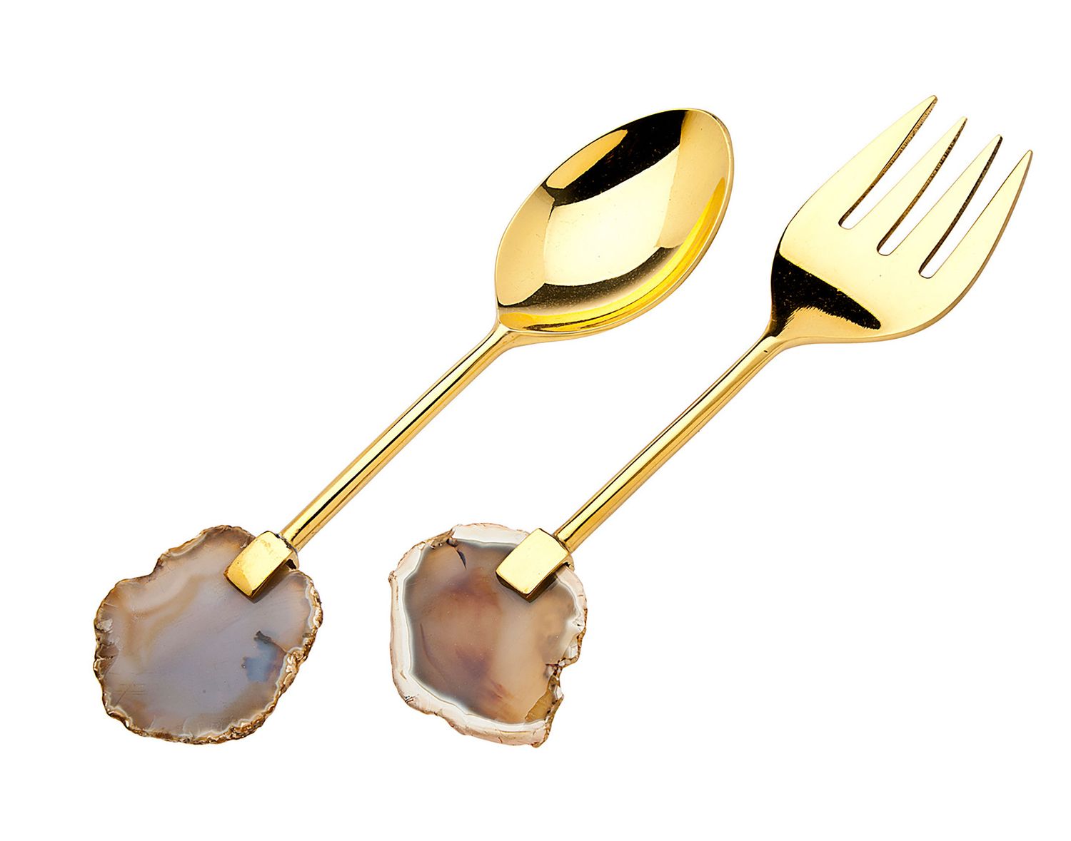 Godinger Salad Set Agate Handle Brass 70941, 028199709412