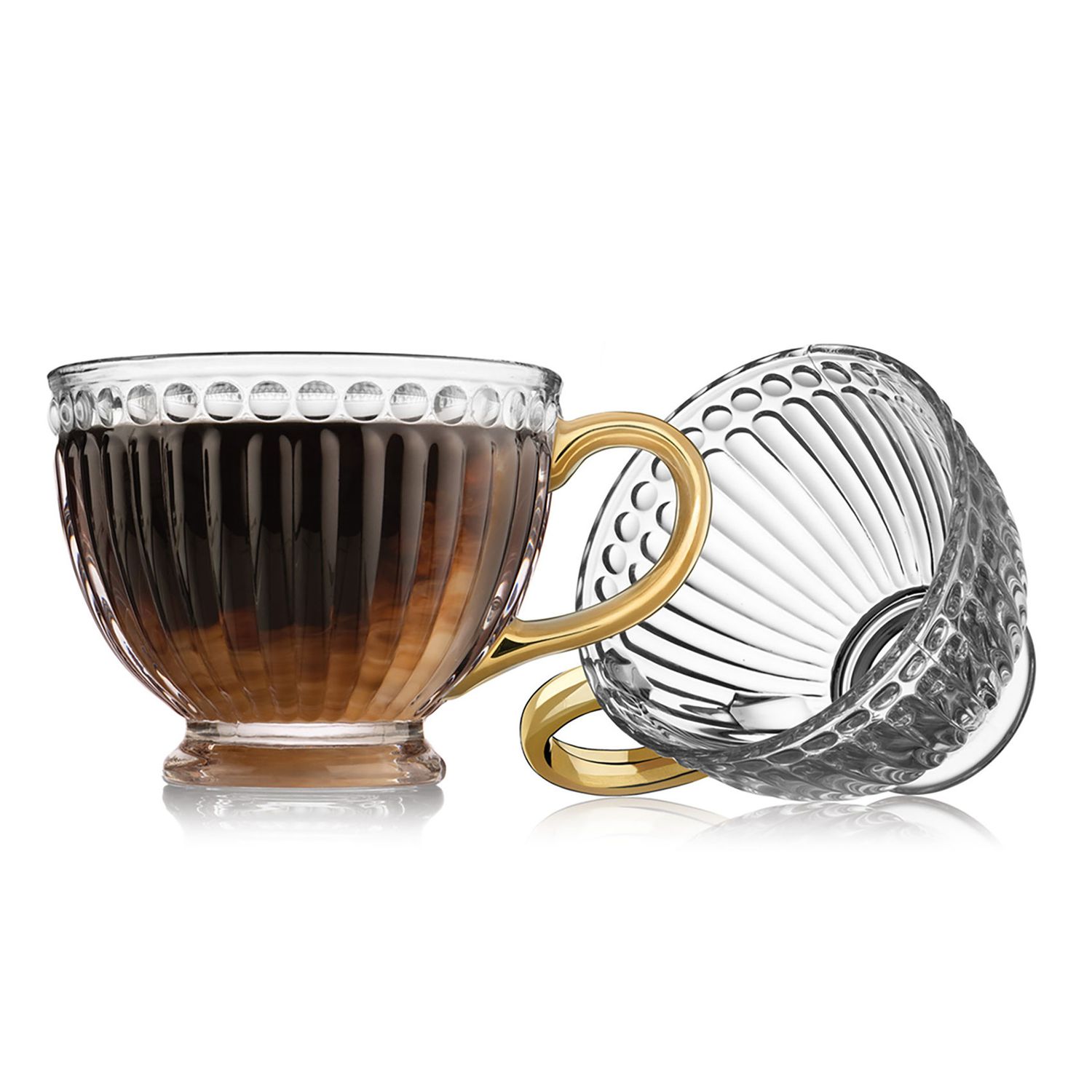 Godinger Triumph Mug Set of 2 Gold Handle 21044, 028199210444