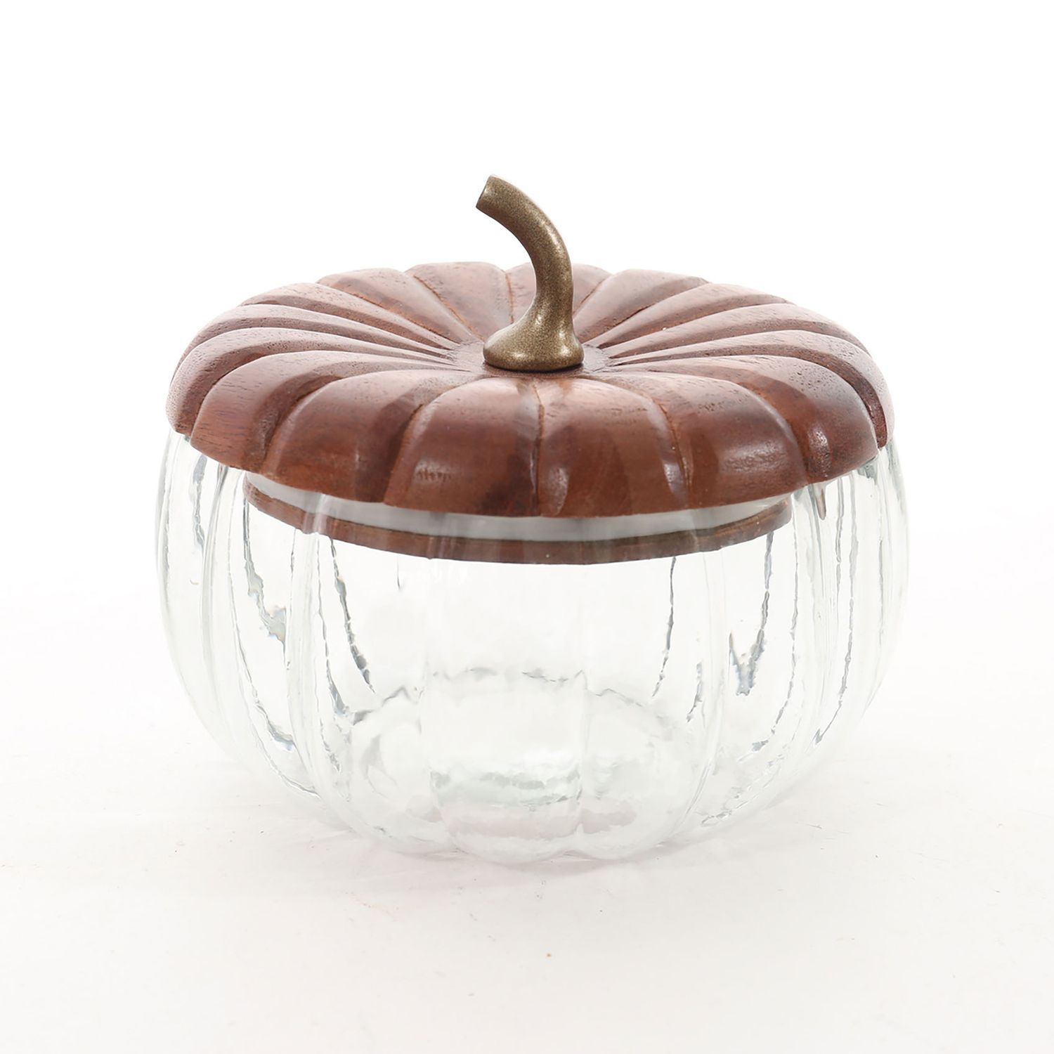 Godinger Glass Pumpkin with Wood Lid Large 50927, 028199509272