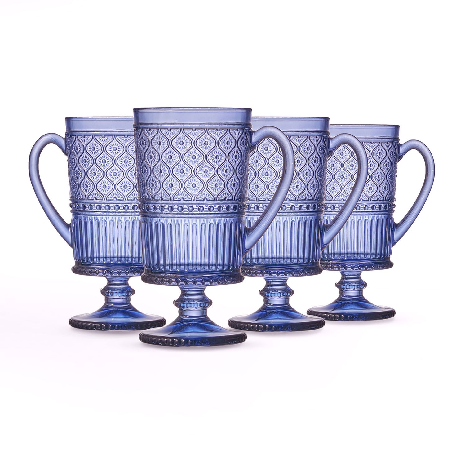 Godinger Blue Claro Set of 4 Footed Mugs 27052, 028199270523