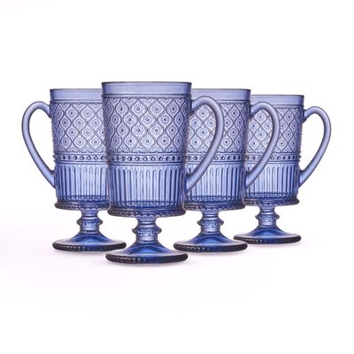 Godinger Blue Claro Set of 4 Footed Mugs 27052, 028199270523