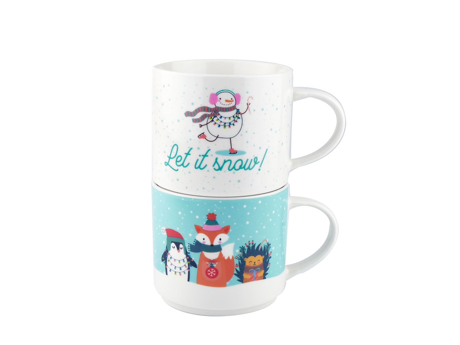 Godinger Let It Snow Stack Mug Set of 2 13624, 028199136249
