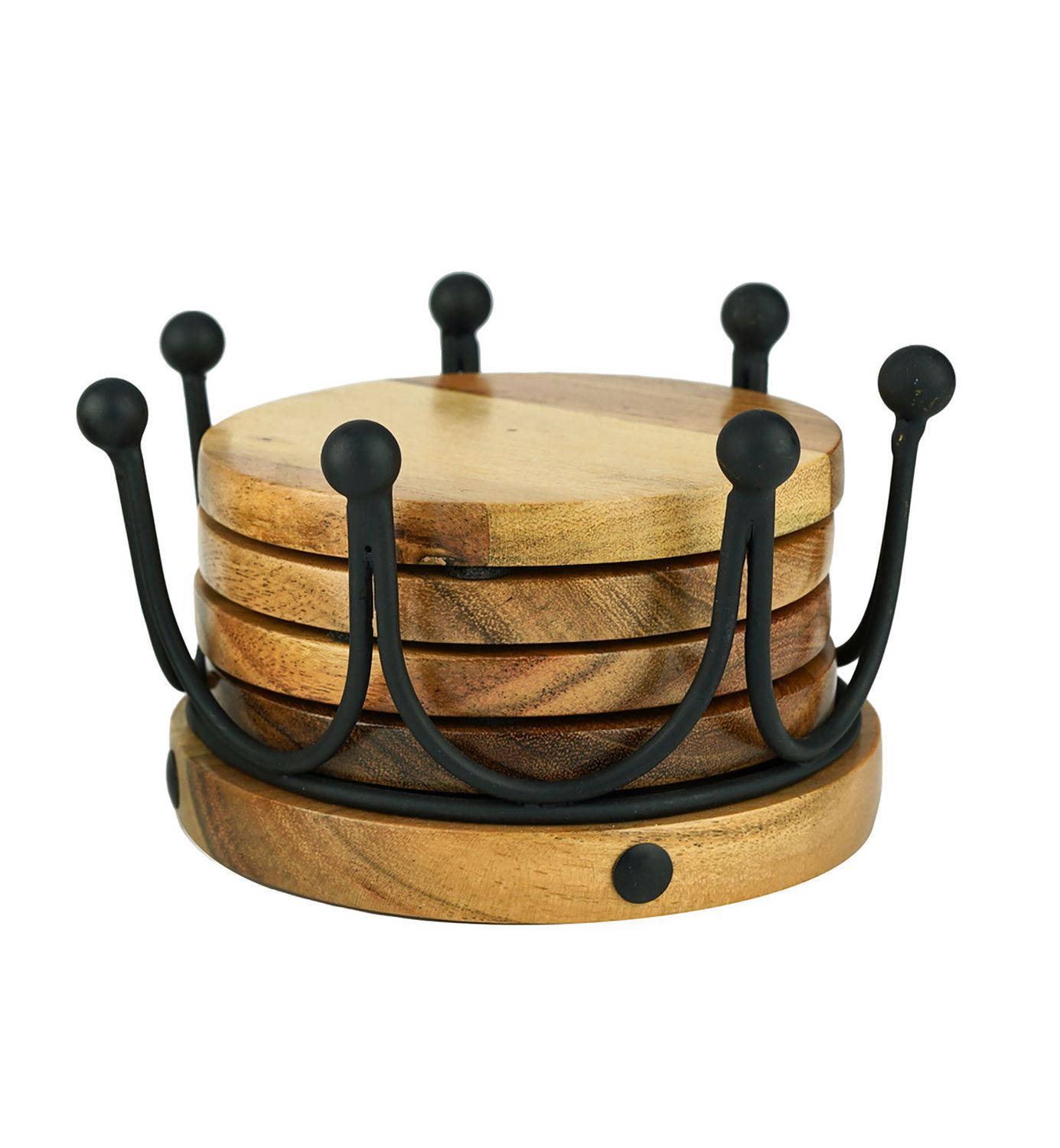Godinger 4 Coaster with Black Crown 50569, 028199505694