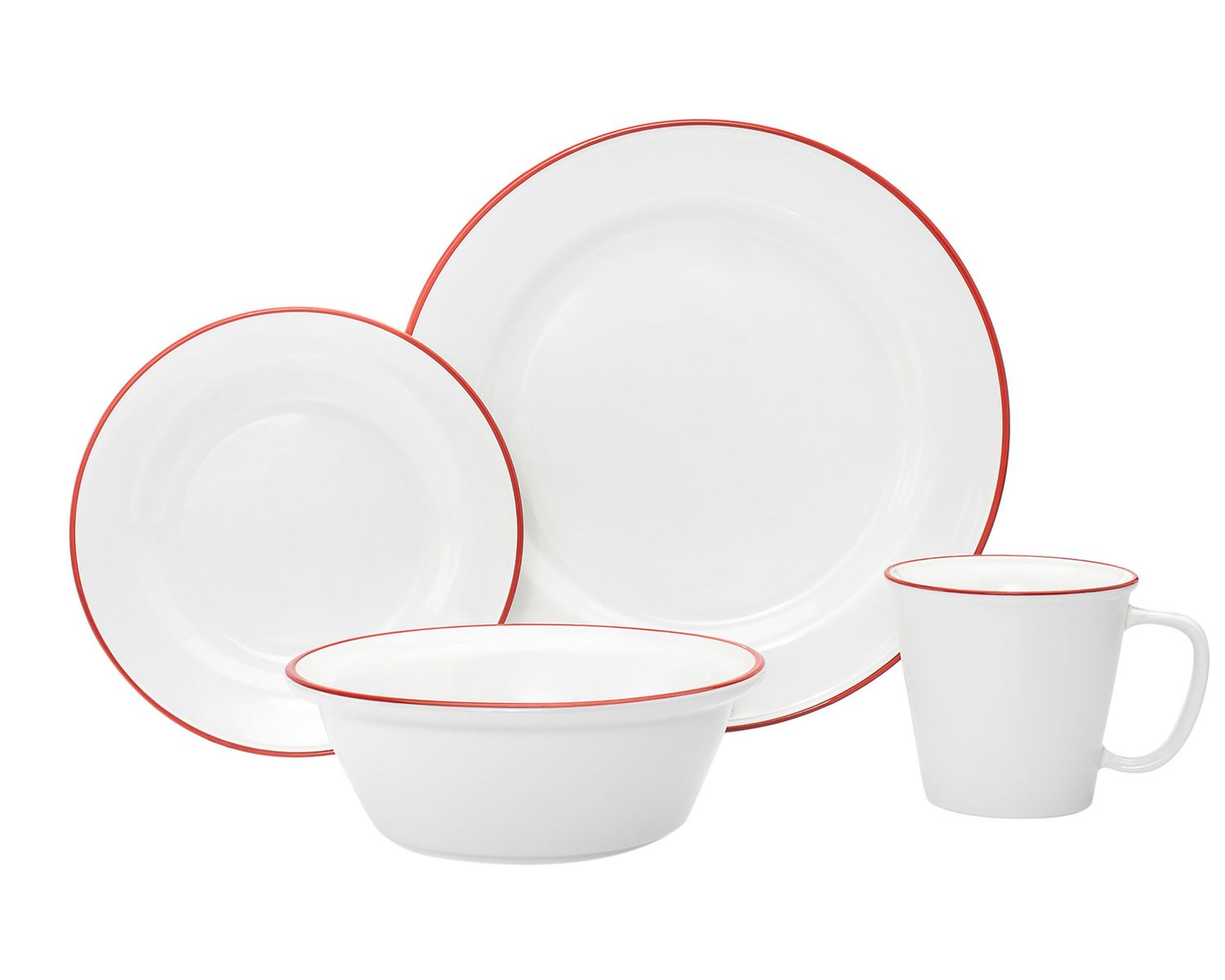 Godinger Bistro Red Band 16 Piece Porcelain 70413, 028199704134