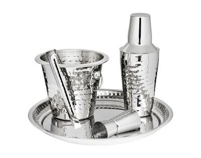 Godinger 5 Piece Hammered Bar Set 92310, 028199923108