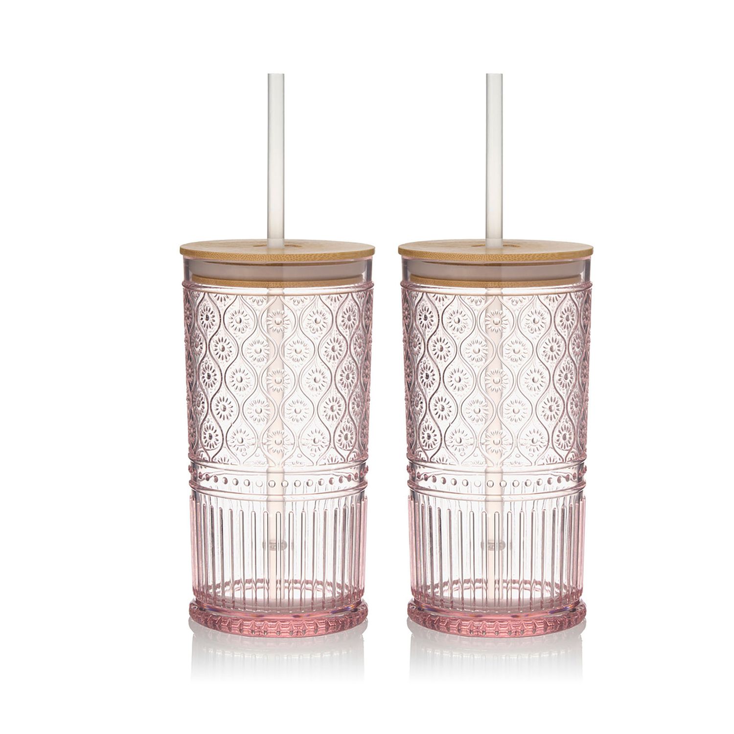 Godinger Set of 2 Claro Acrylic Sippers Blush 66067, 028199660676