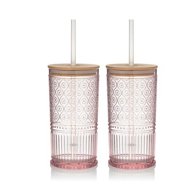 Godinger Set of 2 Claro Acrylic Sippers Blush 66067, 028199660676
