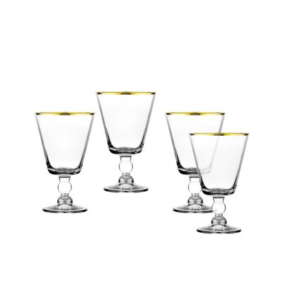 Godinger Vitolo Goblet Clear Gold Set of 4 28931