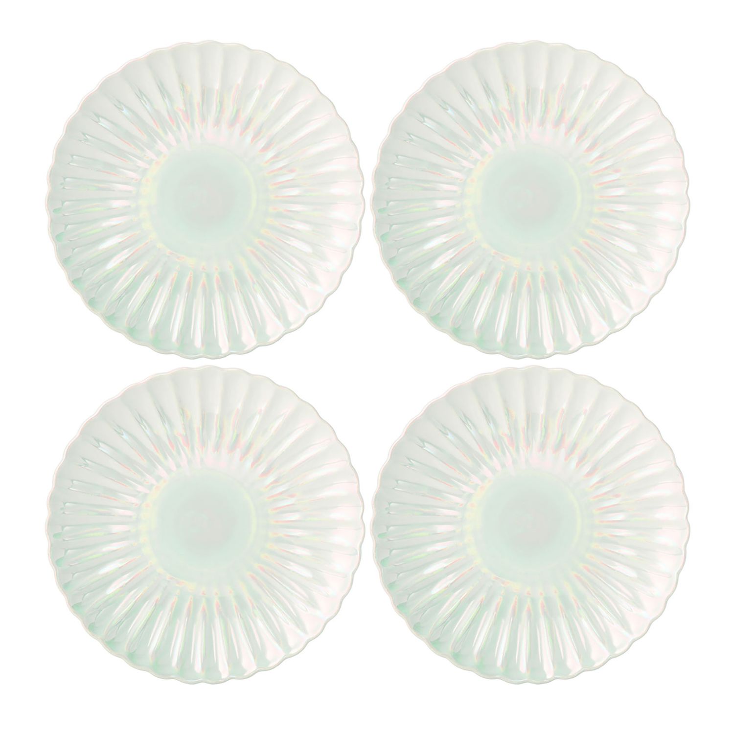 Godinger Set of 4 White Lust Scall Appetizer Plate 66119, 028199661192