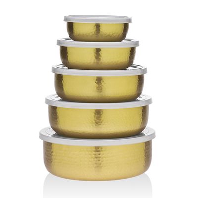 Godinger Gold Bowls and Lids Set of 5 91720, 028199917206