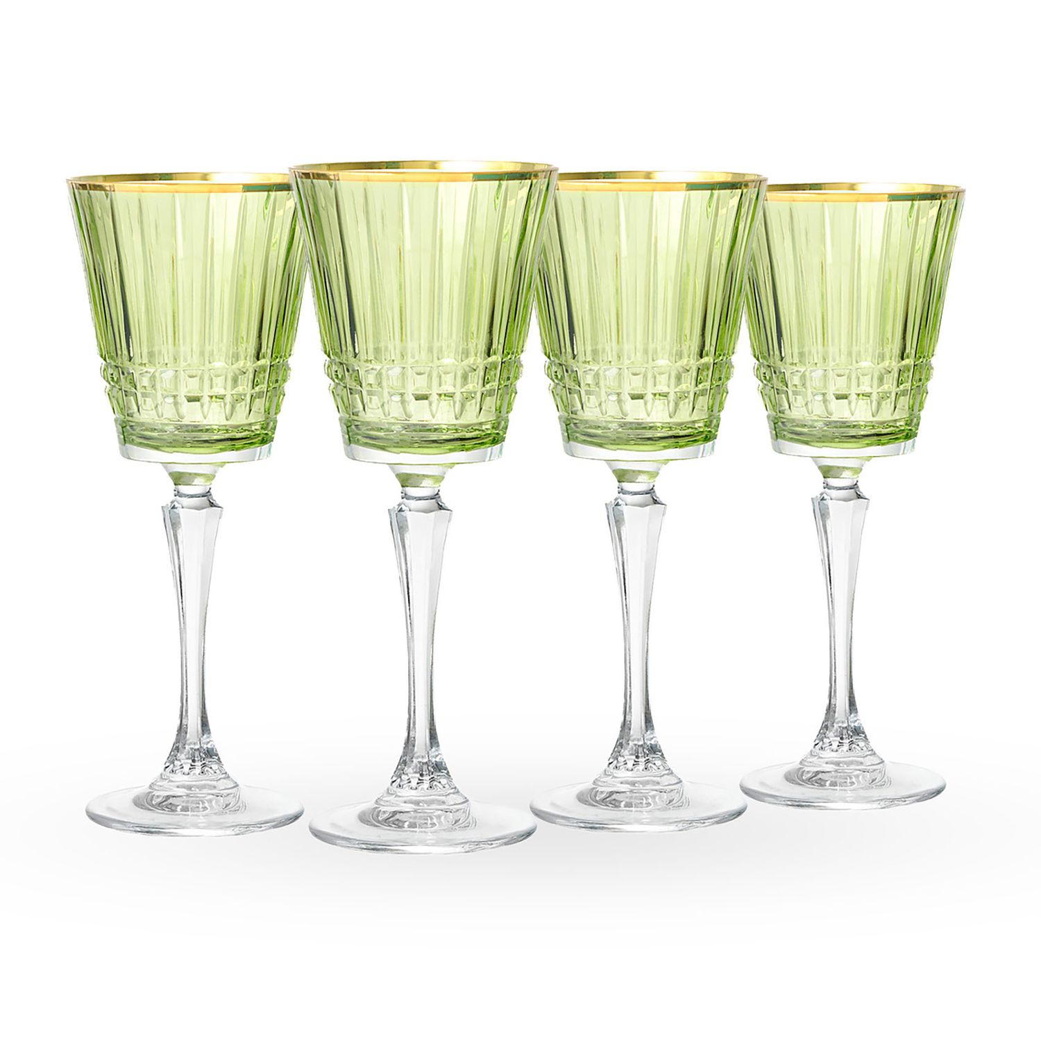 Godinger Cristine White with Green Set of 4 H 7.8 29174