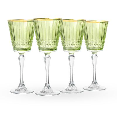 Godinger Cristine White with Green Set of 4 H 7.8 29174