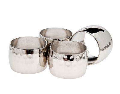 Godinger Round Hammered Napkin Rings Set of 4 55101
