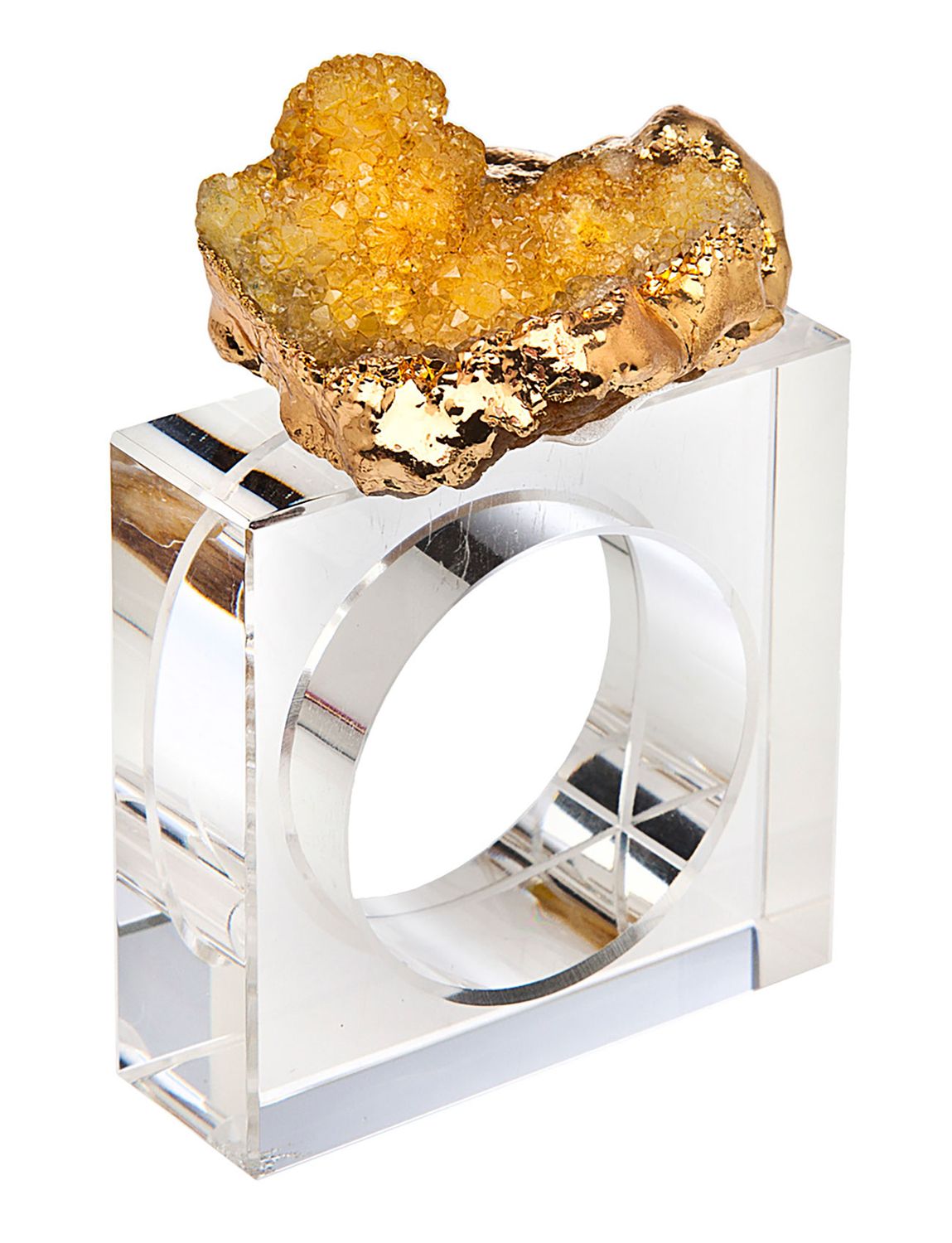 Godinger Set of 4 Gold Geod Napkin Rings 45101, 028199451014