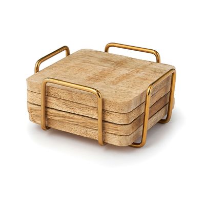 Godinger Set of 4 Ridgewd Collection Coaster Gold 55600, 028199556009