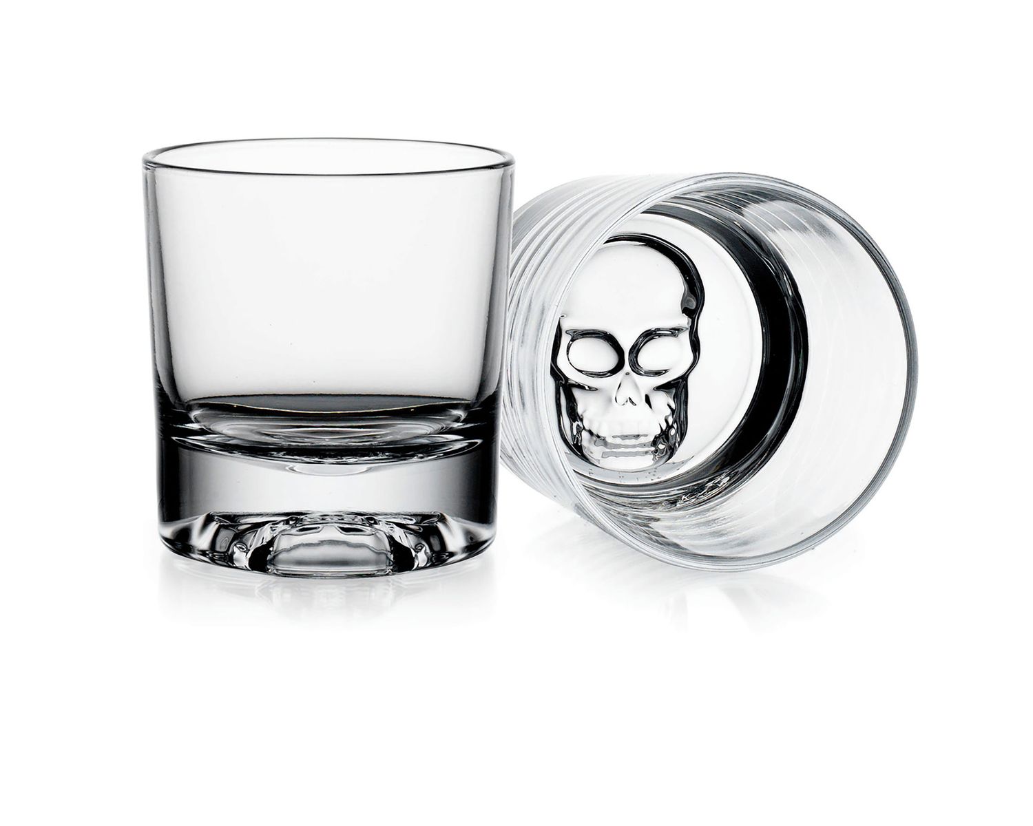 Godinger Skull Embossed Bottom Double Old Fashioned Glass Set of 2 27384, 028199273845
