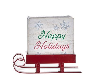 Godinger Sleigh Wood Coaster Set 70590, 028199705902