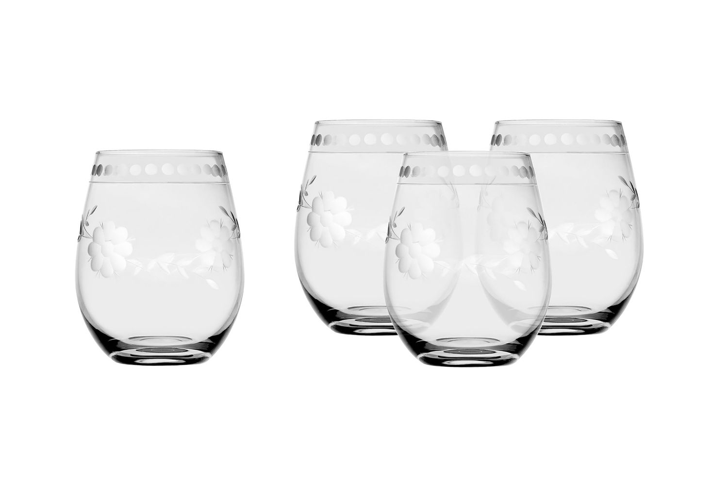 Godinger Belle Fleur Stemless Set of 4 28344, 028199283448