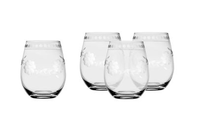 Godinger Belle Fleur Stemless Set of 4 28344, 028199283448